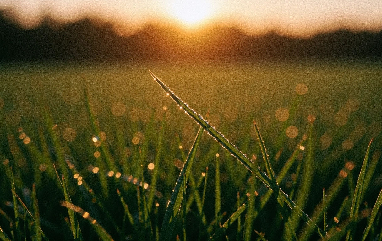 Morgentau im Sonnenlicht