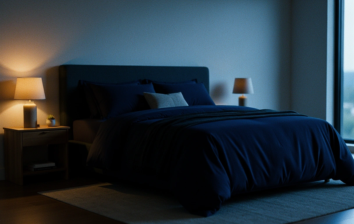 Atmosphärisches Schlafzimmer im Mondlicht
